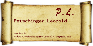 Petschinger Leopold névjegykártya